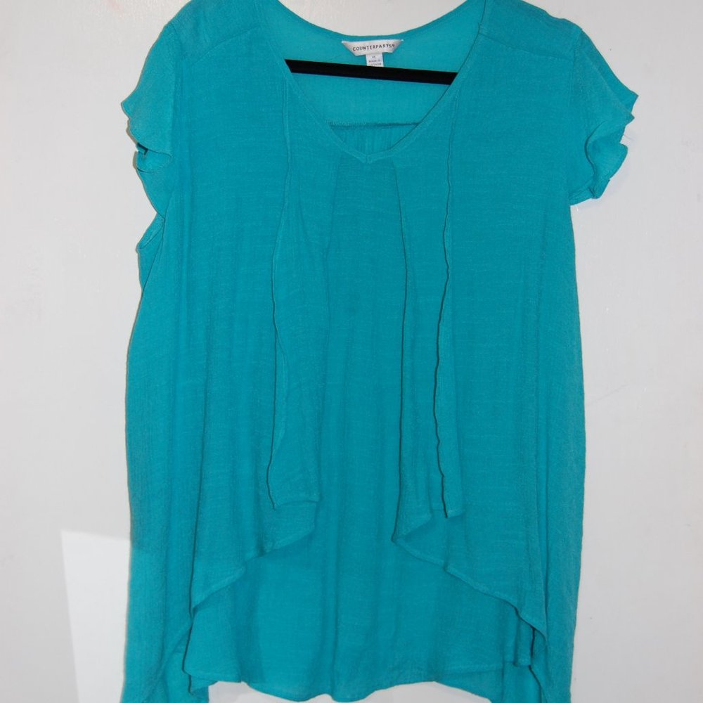 Teal, flowy, gauzy blouse